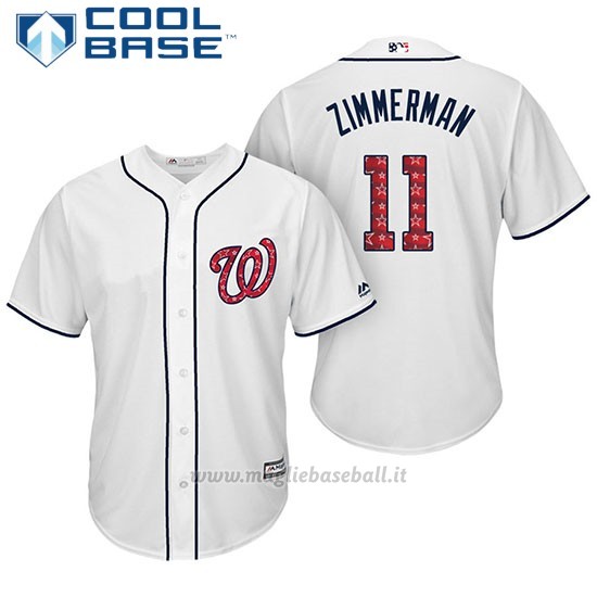 Maglia Baseball Uomo Washington Nationals 2017 Estrellas y Rayas Ryan Zimmerman Bianco Cool Base